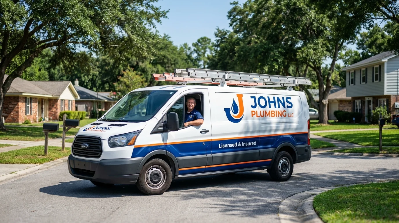 Johns Plumbing LLC service van in Burlington, KS